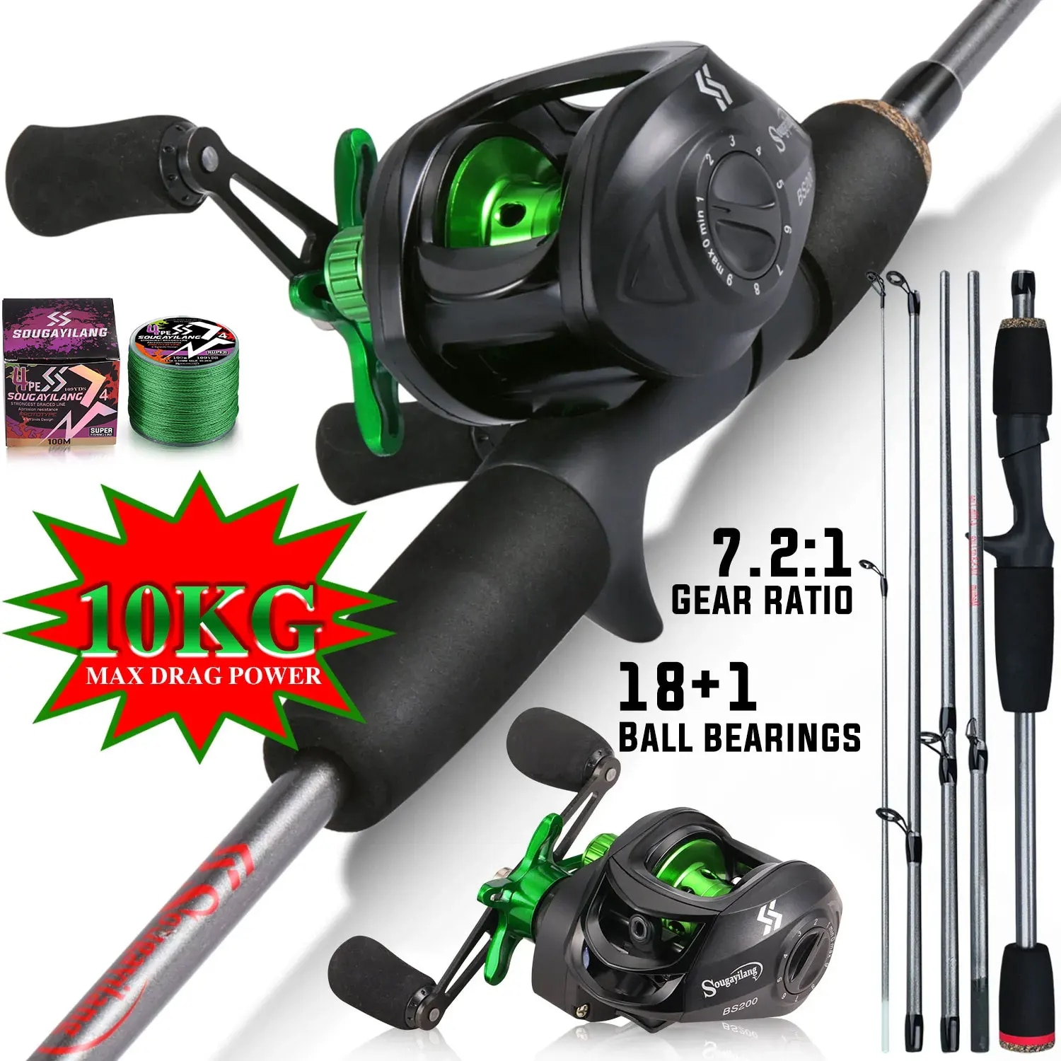 Fishing Rod Carbon Fiber - Sougayilang – canne à pêche Combo